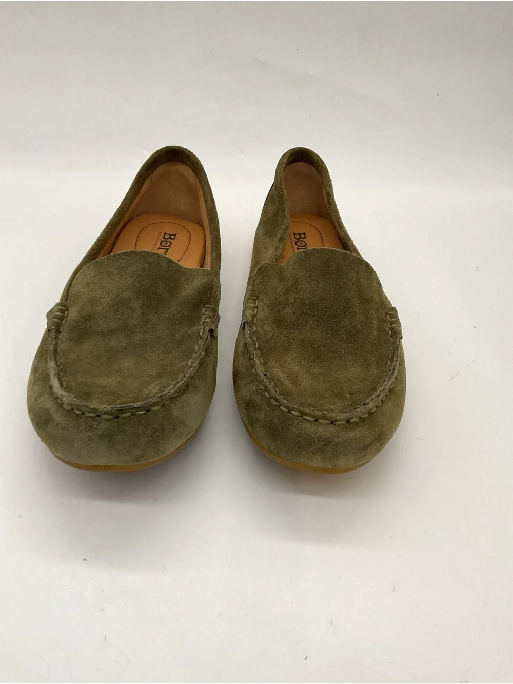 Born Olive Green Suede Slip-On Loafers